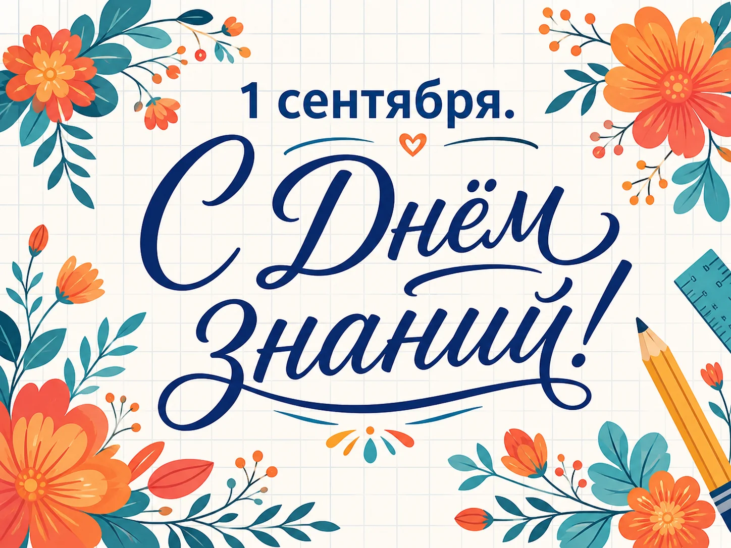 Цветочная открытка 1 сентября