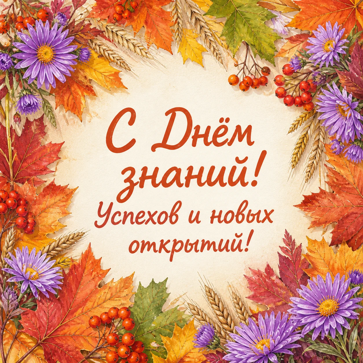 Осенняя открытка с Днём знаний